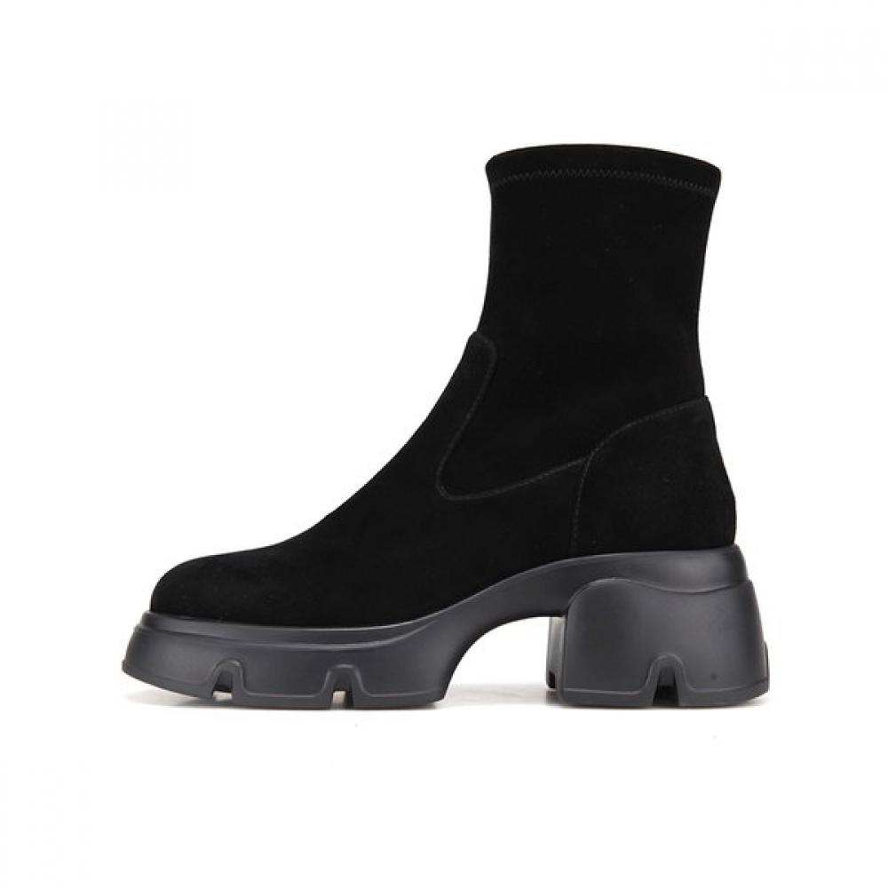 Barbara Suede Lambskin Stretch Ankle Boots Black Bbi830bk