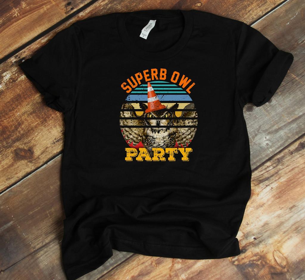Game Night T-Shirt - Football Lover - Superb Owl Party Retro Traffic Cone Funny Owl Lover