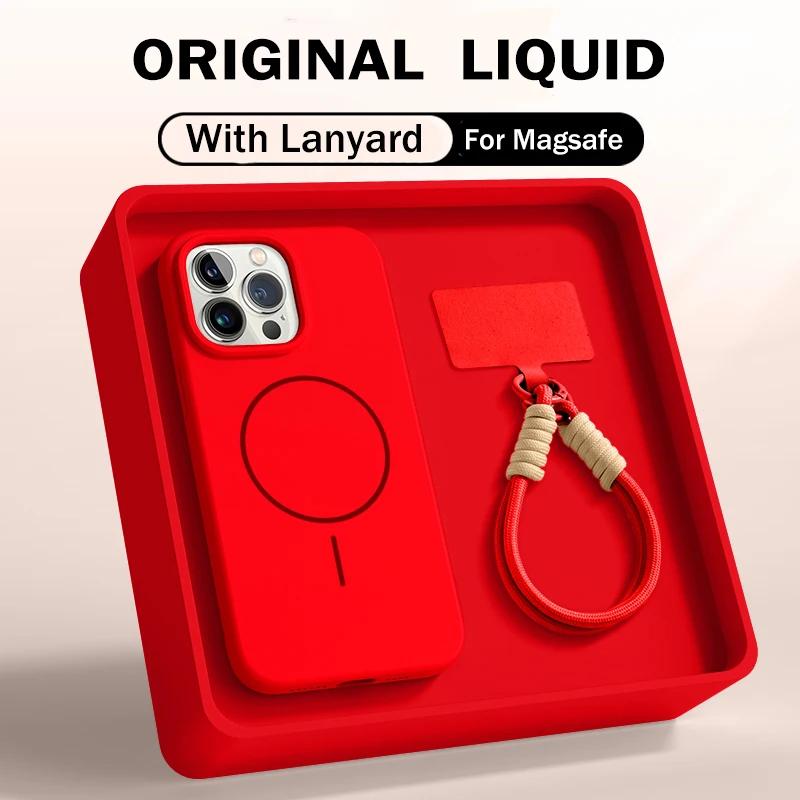 Liquid Silicone Lanyard Phone Case For For Iphone 17 17E 16 1 14 13 Pro Max For  Magnetic Strap Protector Back Cover