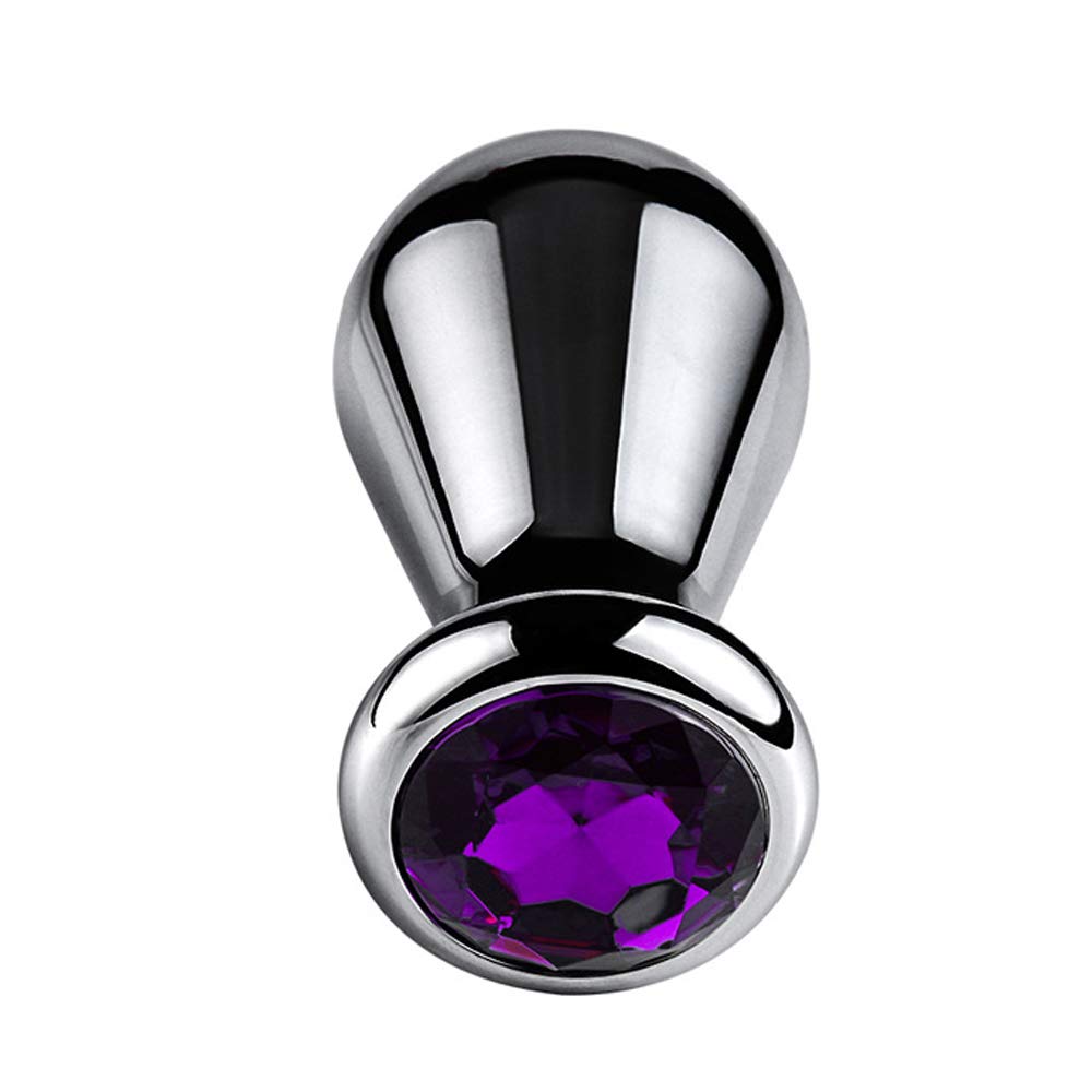 Tibemi Anal Plug for Men and Women Anal Beads Balloon Shaped with Jewelry Decorated on the Base Anal Hanging Metal Adult Goods Purple (L)