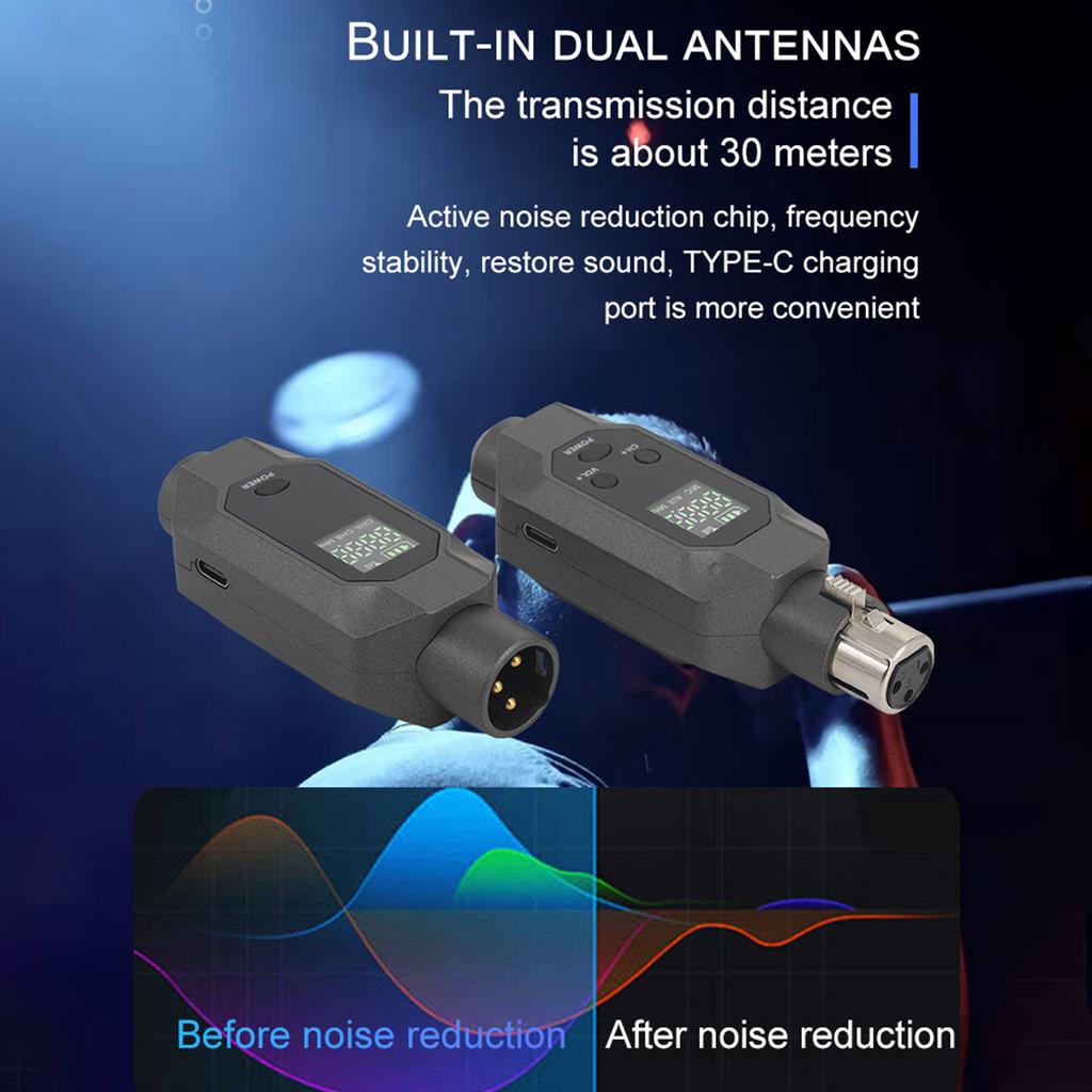 Microphone Wired to Wireless Xlr Transmitter and Receiver UHF Wireless Mic System for Audio Mixer Electric Guitar Bass