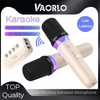 VAORLO Karaoke Wireless Dual Microphone Low Latency Support Eliminate Rriginal Sound Voice Changer For Singing Life With Receiver