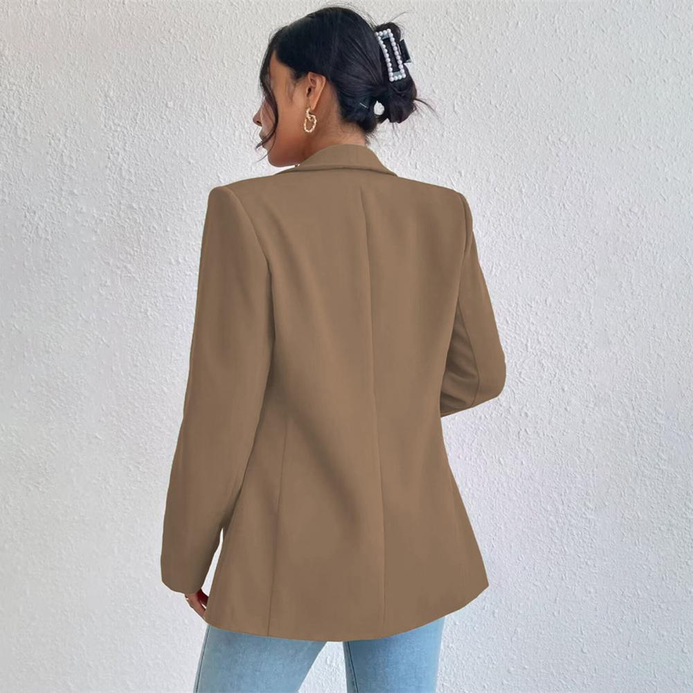 Women Suit Coat Lapel Long Sleeve Open Front Unbuttoned Placket Suit Jacket Single Color Comfortable Fit Fit Business Outwear