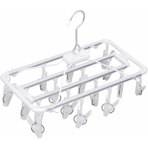 Almor MT White Laundry Dryer with Corner Hangers, 16-Pinch Capacity, Lightweight and Durable Aluminum Frame