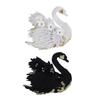3D Embroidery Swan Patches Sew on Applique Patch for Clothing Jeans Crafts - White Swan, 24x21cm