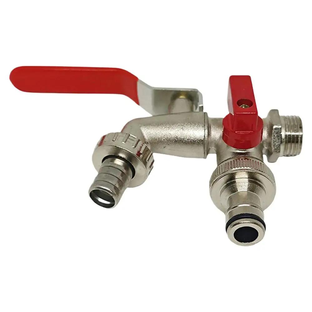 Double-head Washing Machine Water Outlet Faucet Universal Stainless Steel Double Outlet Garden Water Faucet for Garden Hous H7A9