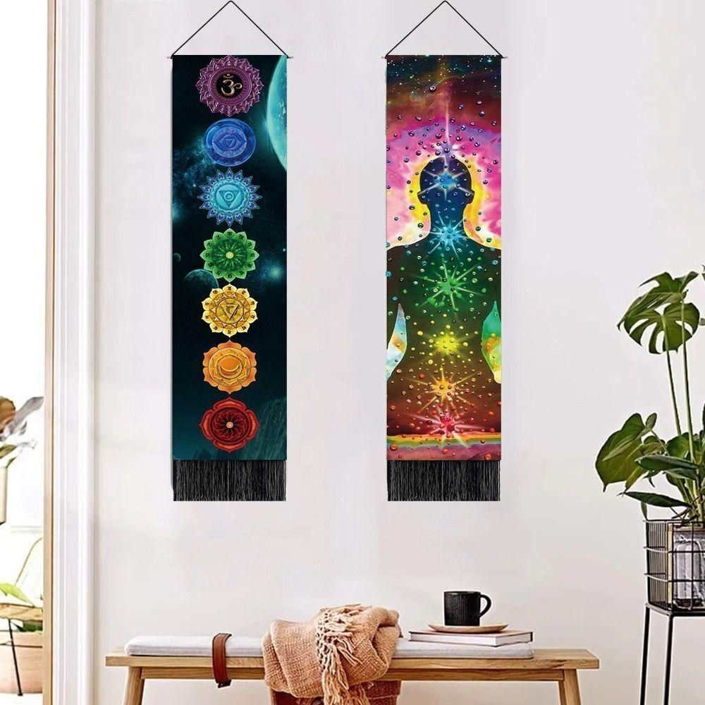 

Tassel Carpet Seven Chakra Tapestry Vertical Wall Art Mural For Living Room Decor Painting Style 4
