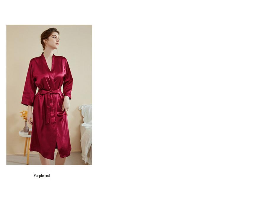 Satin Damen Frühling/Sommer Morgenmantel: Leichter Luxus, Kühlung, Neun-Ärmel-Pyjama und Bademantel