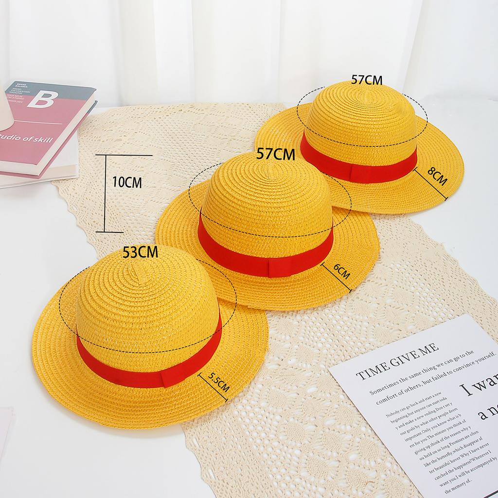 31-35CM Anime Straw Hat Festivals Party Cosplay Props Sun Protection Hat Parent-child Summer Sun Straw Beach Hat For Men Women