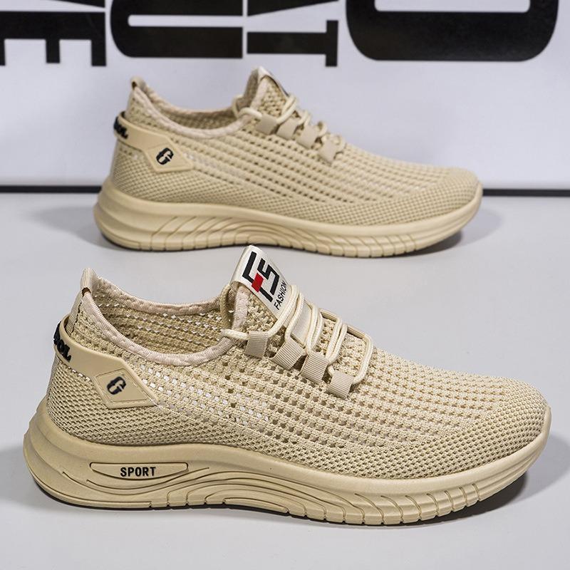 Fliegende gewebte Oberfläche atmungsaktive Freizeitschuhe Frühling und Sommer neu große Größe Herrenschuhe Low-Top runde Zehenpartie weiche Sohle Sportschuhe