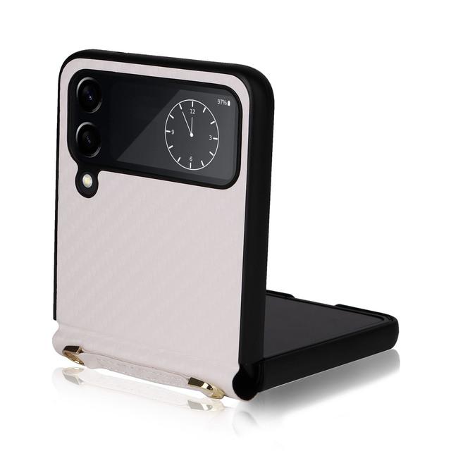 Stoßfestes Schutzcase aus Kohlefaser für Samsung Galaxy Z Flip 4 5g Flip4 Flip 3 Flip3 Zflip3 Schlichte Handyschlaufe Funda Hülle