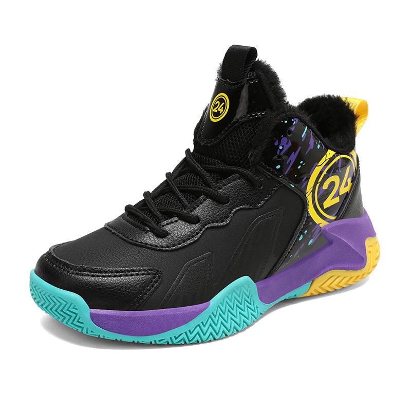 

Boys Warm Velvet Basketball Shoes - Autumn/Winter Training Sneakers for Big Kids 33