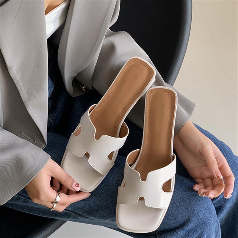 

Крутые тапочки женские носят новый темперамент средний каблук толстый каблук сандалии женские лето один педаль тонкие нескользящие сандалии 40