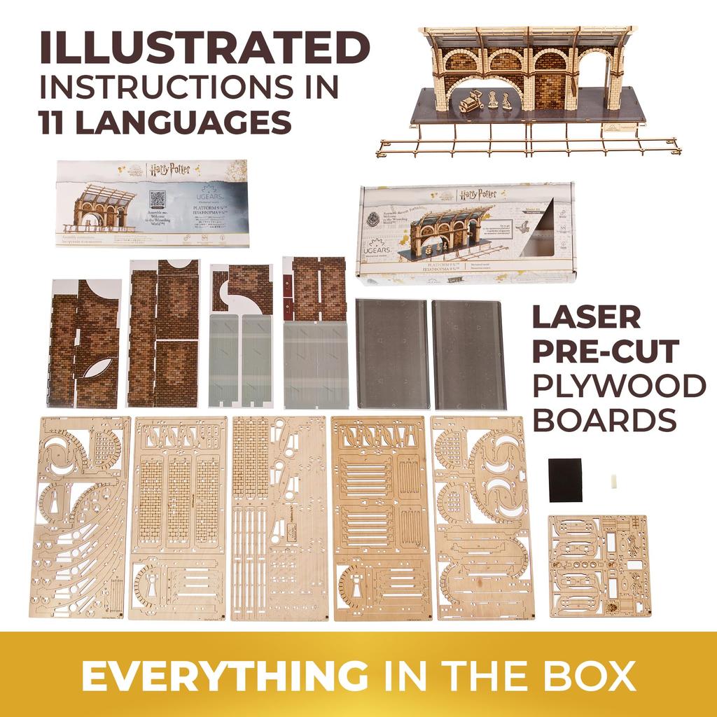 Ugears Harry Potter Platform 9 34 Wooden Puzzle, No Glue or Tools Required, Adult, 70230