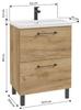 Bathroom cabinet with sink and 2 drawers 60x80cm Standing Oak Craft Cassandra