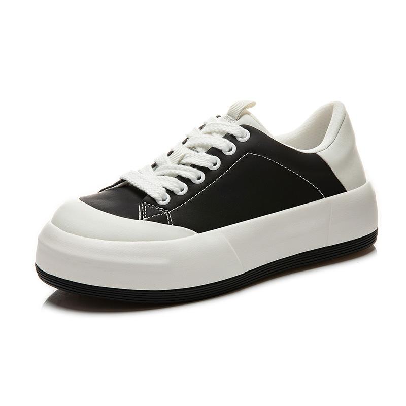 Absorbent Sole Leather Women's Shoes Spring 2025 New Women's Flat Shoes Casual Height Increase White Shoes Breathable Board Shoes