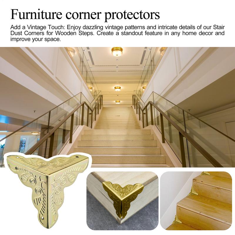 100PCS Retro Box Corner Protectors Decorative Box Corner Guard Elegant Corner Protectors for Wooden Steps Stair Dust Corners