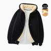 Men's Lambskin Heavyweight Hooded Cardigan: Black Plus Velvet Thickened Sweatshirt for Autumn/Winter.