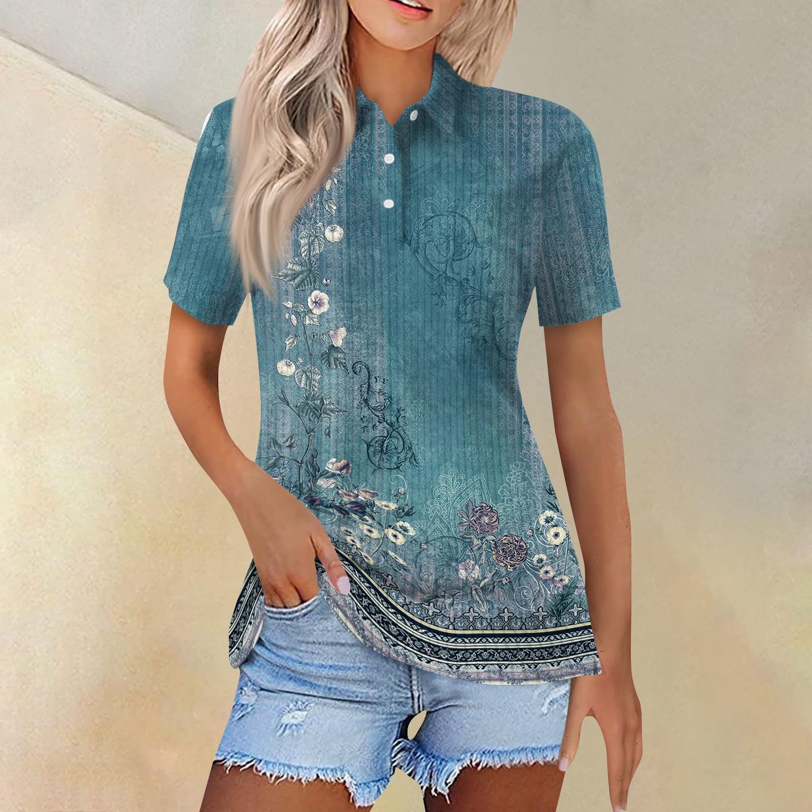 

Женская модная повседневная рубашка с короткими рукавами и принтом с лацканами, женские топы на пуговицах XL
