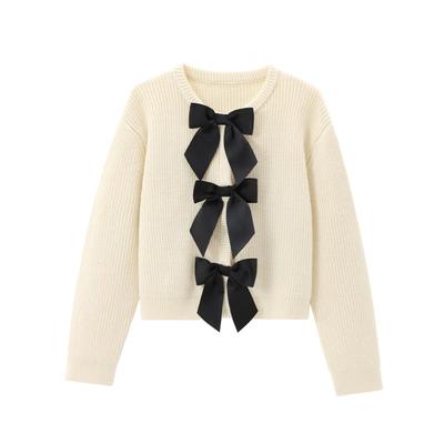 Autumn Women's Clothing Style Slim Fit, Simple and Soft Round Neck Long Sleeved Knitted Sweater Cardigan