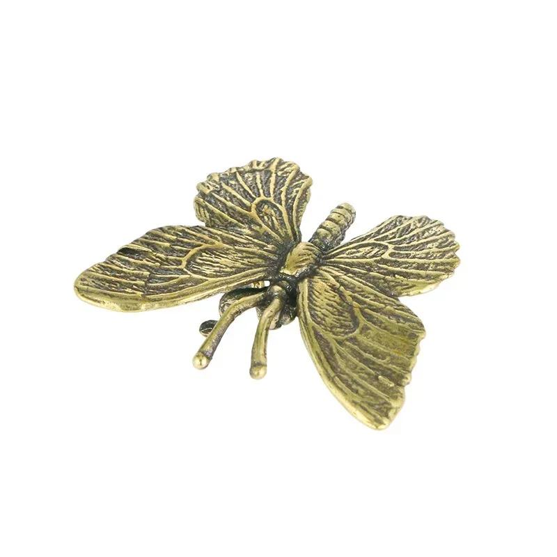 

Home Decoration Crafts Pure Brass Butterfly Figurines Miniatures Ornament Antique Copper Insect Statue Accessories Small Crafts