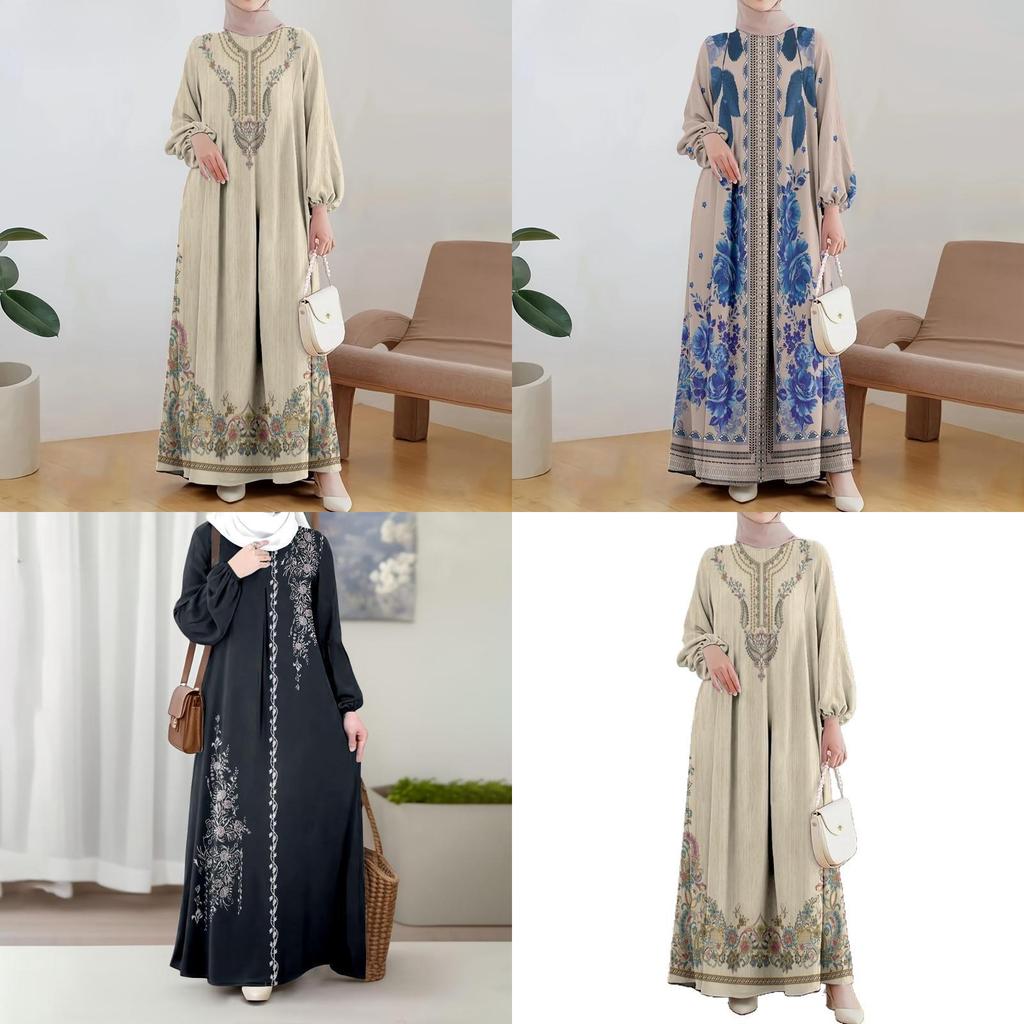 Ethnic Style Long Dress With Relief Flower Embroidery For Party And Casual Wear
