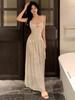 Women’s French White Polka Dot Strappy Dress - 2026 Summer/Spring Seaside Vacation Longwear