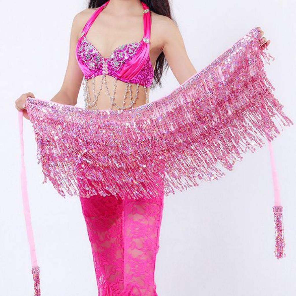 Women Belly Dance Clothing Accessories Tassel Belts Glitter Flap Hip Scarf Sequins Belt