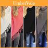 Elegante Cardigan Poncho Sciarpa da Donna con Frange Irregolari e Design Classico