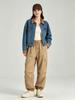 Xin Ge Suede Collar Denim Jacket - Washed Blue, Color Block, Slimming, Versatile Women's Top