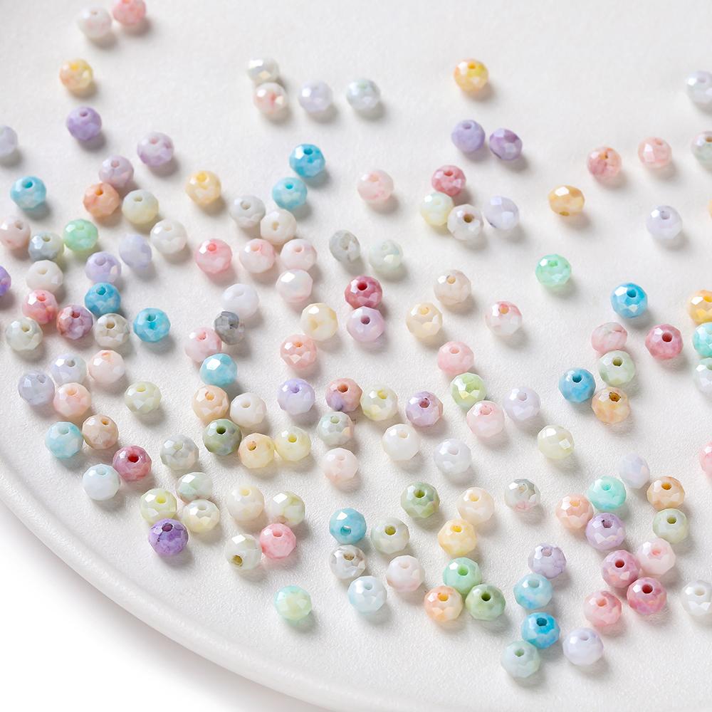 40pcs 6mm Glass Faceted Flat Round Beads Loose Spacer Beads for DIY Craft Necklace Bracelet Jewelry Making Accessories