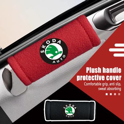AAFO1 Car Logo Handle Protection Cover Roof Pull Gloves Auto Interior Accessories For S Kodiaq Octavia 2 3 Yeti Karoq Rapid