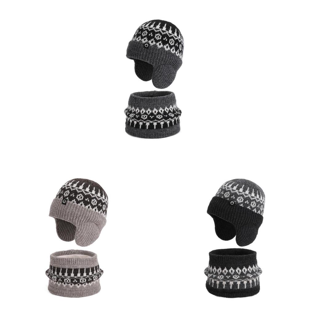 Kids Winter Knit Hat And Scarf Set With Fleece Earmuffs For Outdoor Warmth And Wind Protection