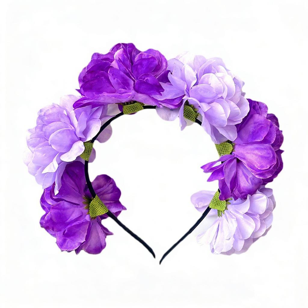 Kids Flower Crown Colorful Floral Hair Hoop Decorative Flower Hairband Realistic Artificial Rose Flower Headband For Beach Trips