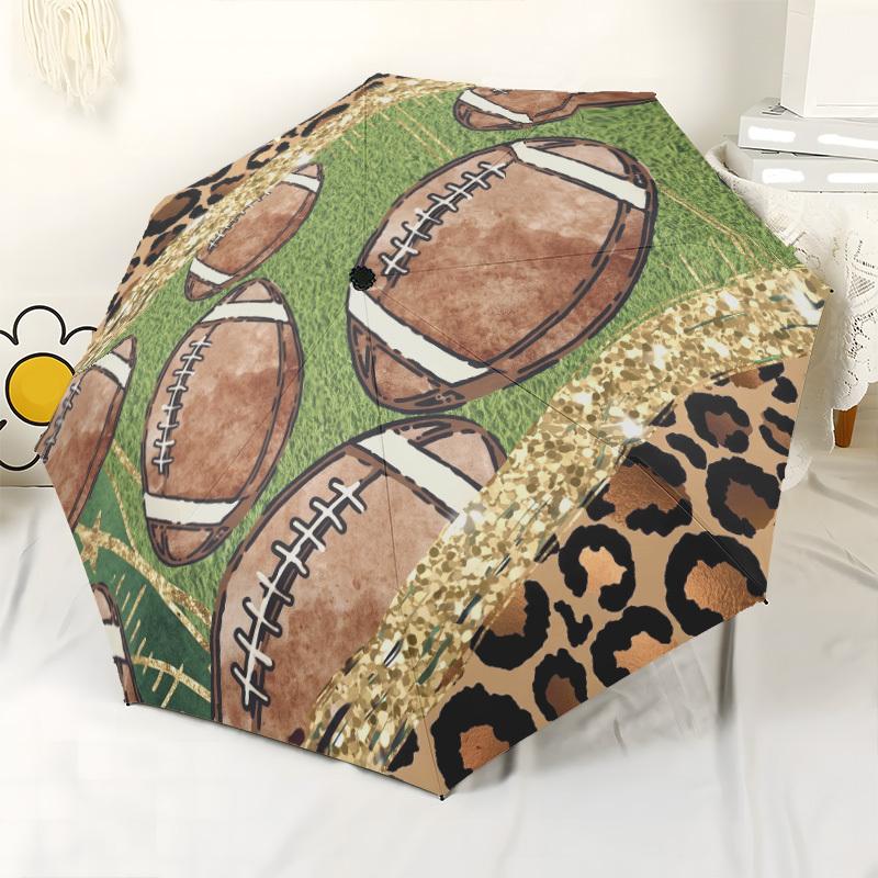 American Football Exploding On A Field With Smoke And Fire Automatic Umbrella With Folding Feature Compact Durable 8 Rib Design Foldable Design