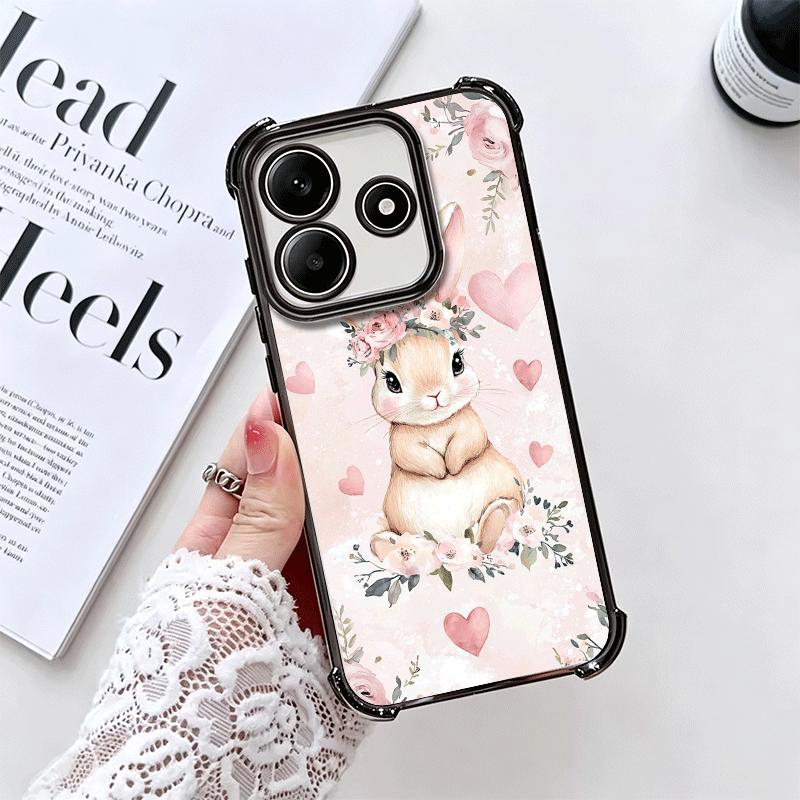 Cute Cartoon Bunny Rabbit Plating Phone Case For Xiaomi Redmi Note 14 15 Pro Plus 13 12 11 11S 11T 10 9S 9 5G Anti-Fall Airabag