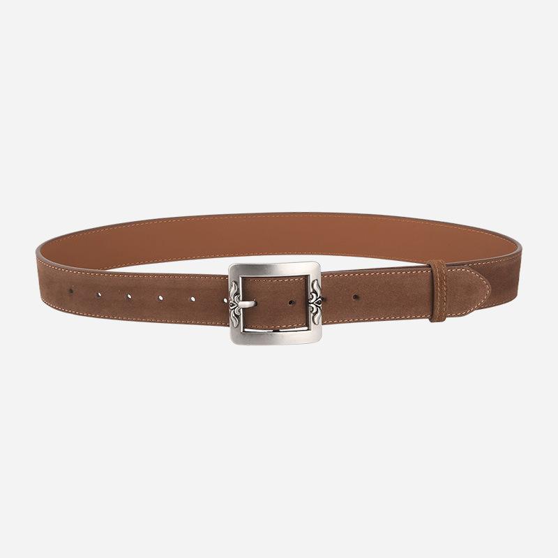 Ew Fashion Trend Pin Buckle Belt Simple Casual Versatile Real Cowhide Belt Eans Decoration