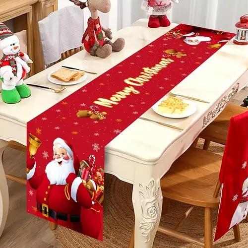 Santa Claus Christmas Table Runner Christmas Decorations For Home 2025 Xmas Table Flag Navidad Noel Gifts New Year Tablecloth
