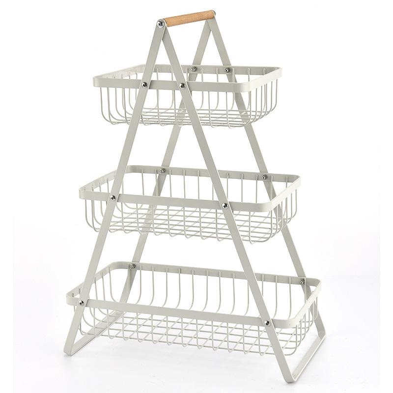 Wrought Iron Multi-Layer Storage Basket: Fruit, Bread, and Vegetable Organizer for Kitchen and Living Room