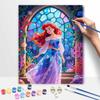 Disney Mermaid Stained Glass Painting by Numbers Hand Filled Drawing Art Kit Home Decor