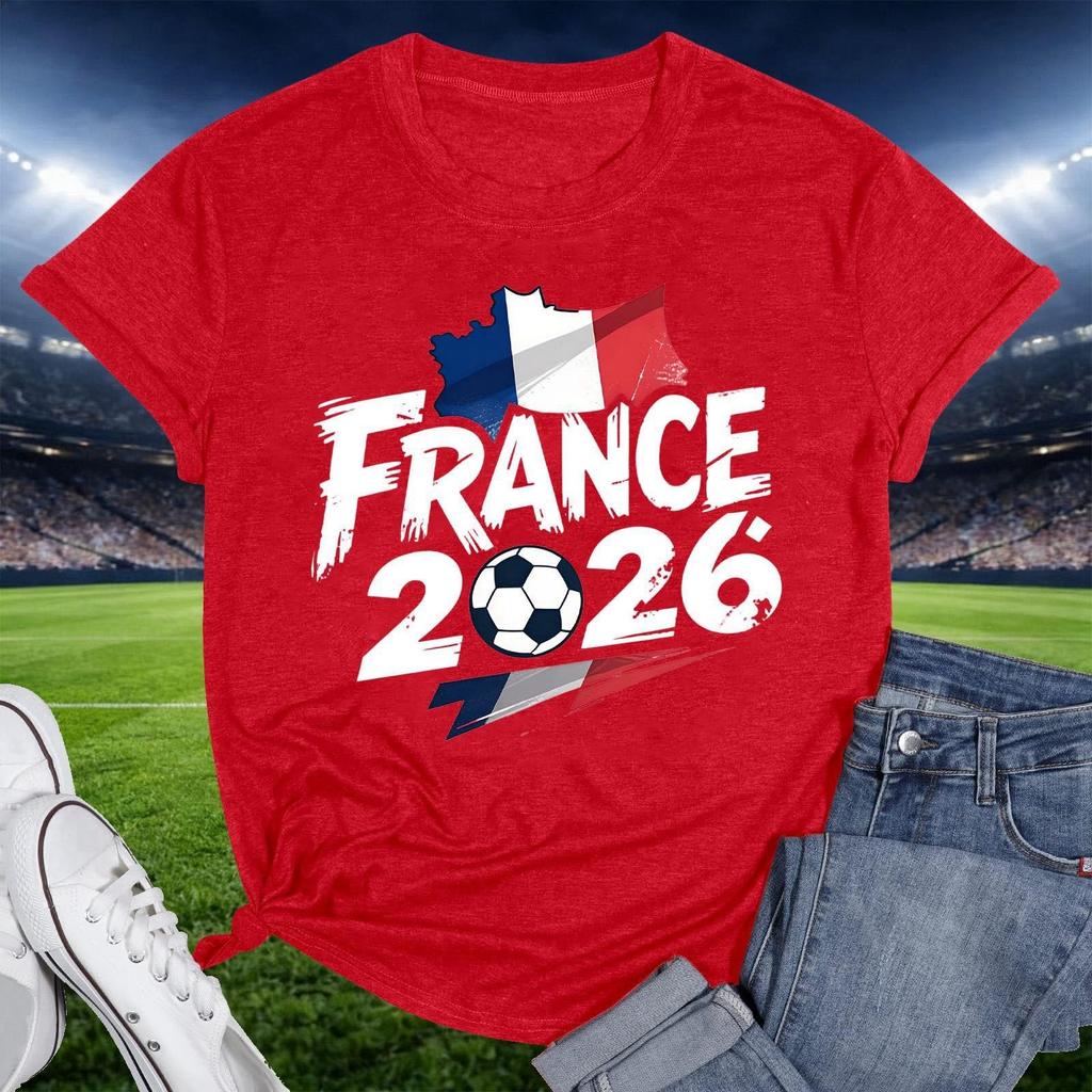 France 2026 Soccer Fan T-Shirt Crew Neck Short Sleeve Pullover Unisex Casual Tee Football Graphic Top for Supporters