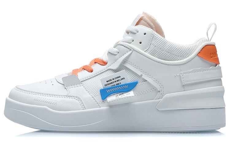 Li Ning CF New Sequence Mid Top Skateboard Shoes Women's White Orange Blue AGCR112-4