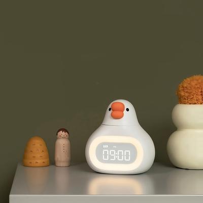 CLEAYODO Night Light Alarm Clock Interlocking Operation Supports Stepless Dimming Color Temperature Adjustment Design for Prevention USB Rechargeable