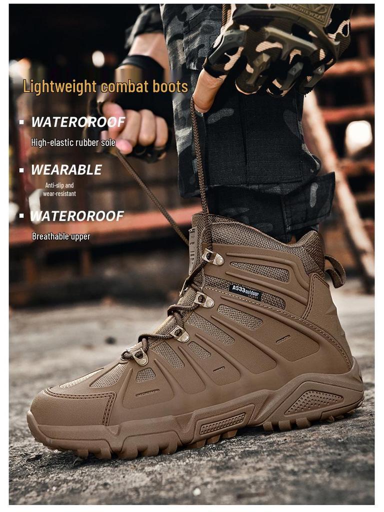 Plus Size Breathable Outdoor Military Boots - Wear-Resistant Hiking & Mountaineering Shoes