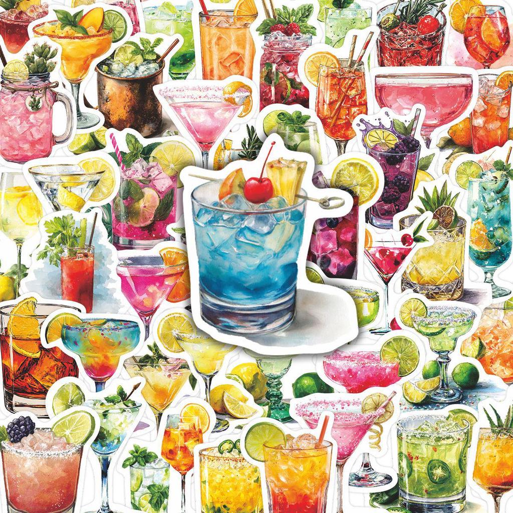 50PCS Waterproof Cartoon Beverage Stickers for Creative Decoration