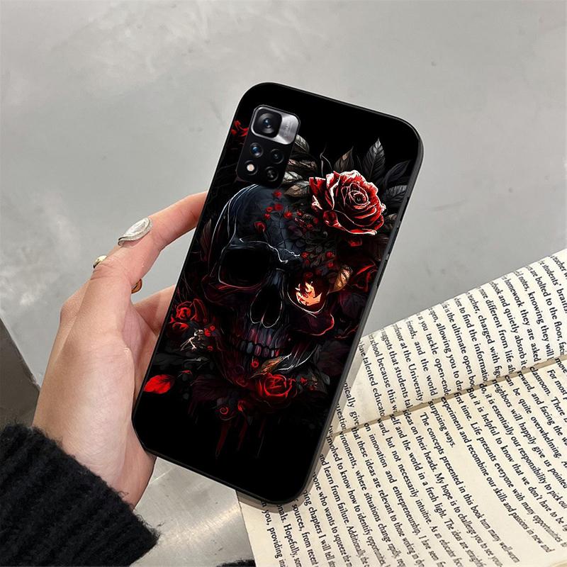 Schädel Blume Kunst Telefon Fall Für Xiaomi Redmi hinweis 13 12 Pro 11S 11 10 Pro 10S 12S Redmi 10 9C 13C
