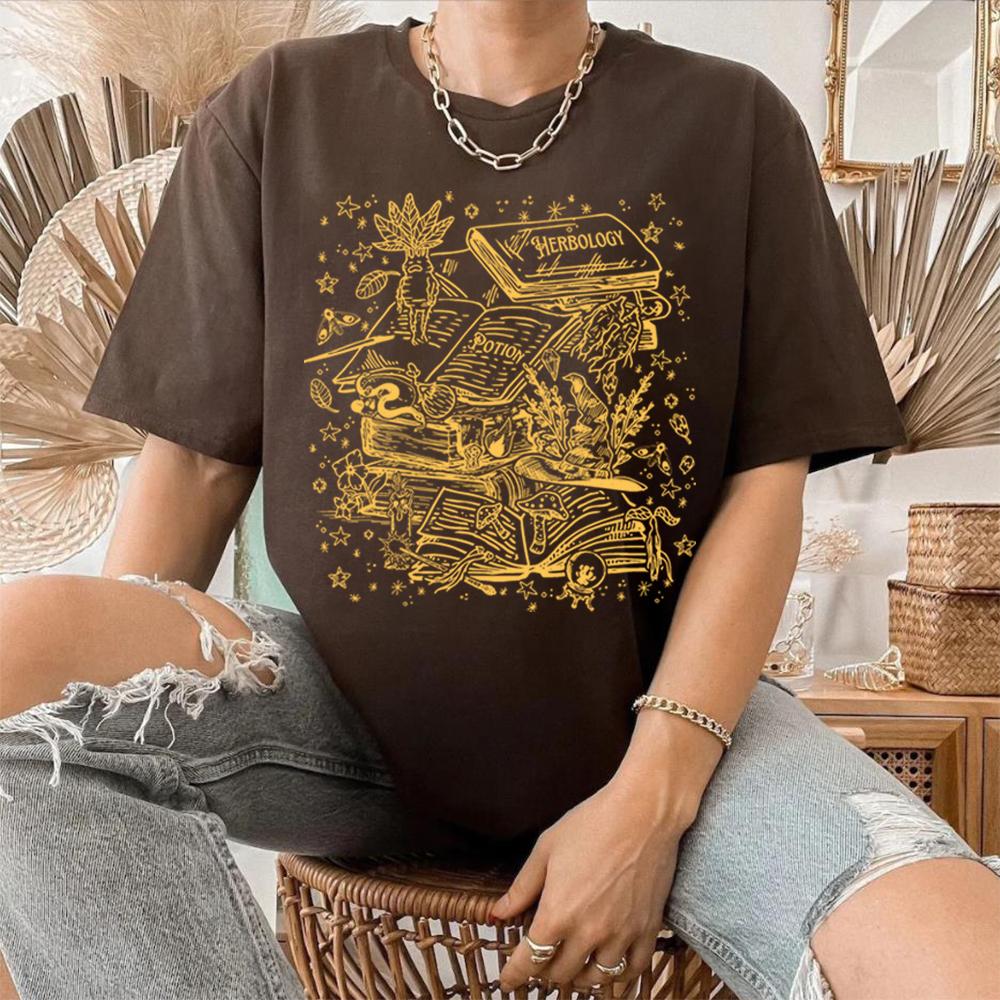 Vintage Herbology Witchcraft Shirt Herbology Plants TShirt Magcal Wizard Botanical Plant Lover Tees Fantasy Book Fandom Merch