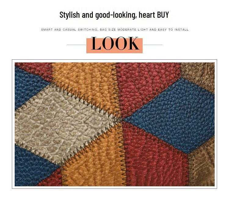 Ethnic Style Colorblock Patchwork Double Zipper Crossbody Bag