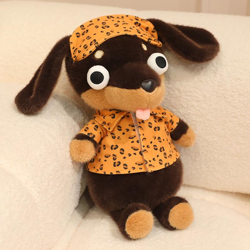 40CM Adorable Big Eyes Dachshund Plush Toy Soft Stuffed Animal Dog Doll Funny Dachshund Wear Clothes Doll Pet Puppy Gifts