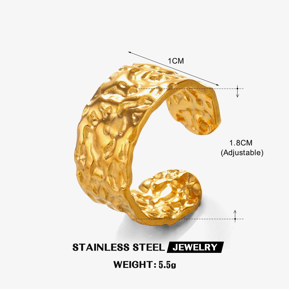 LATS Multiple Styles Stainless Steel Geometric Texture Wide Rings for Women Men Irregular Gold Wedding Ring Punk Jewelry